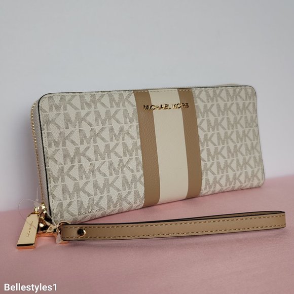 MICHAEL KORS Jet Set Travel Continental Signature Logo Colorblock Stripe Wallet - Picture 2 of 16